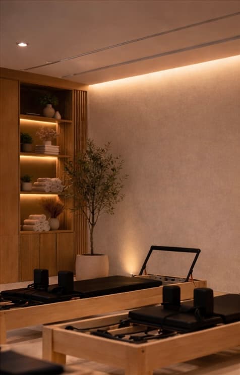 Interior studio Eze — rafturi și reformer